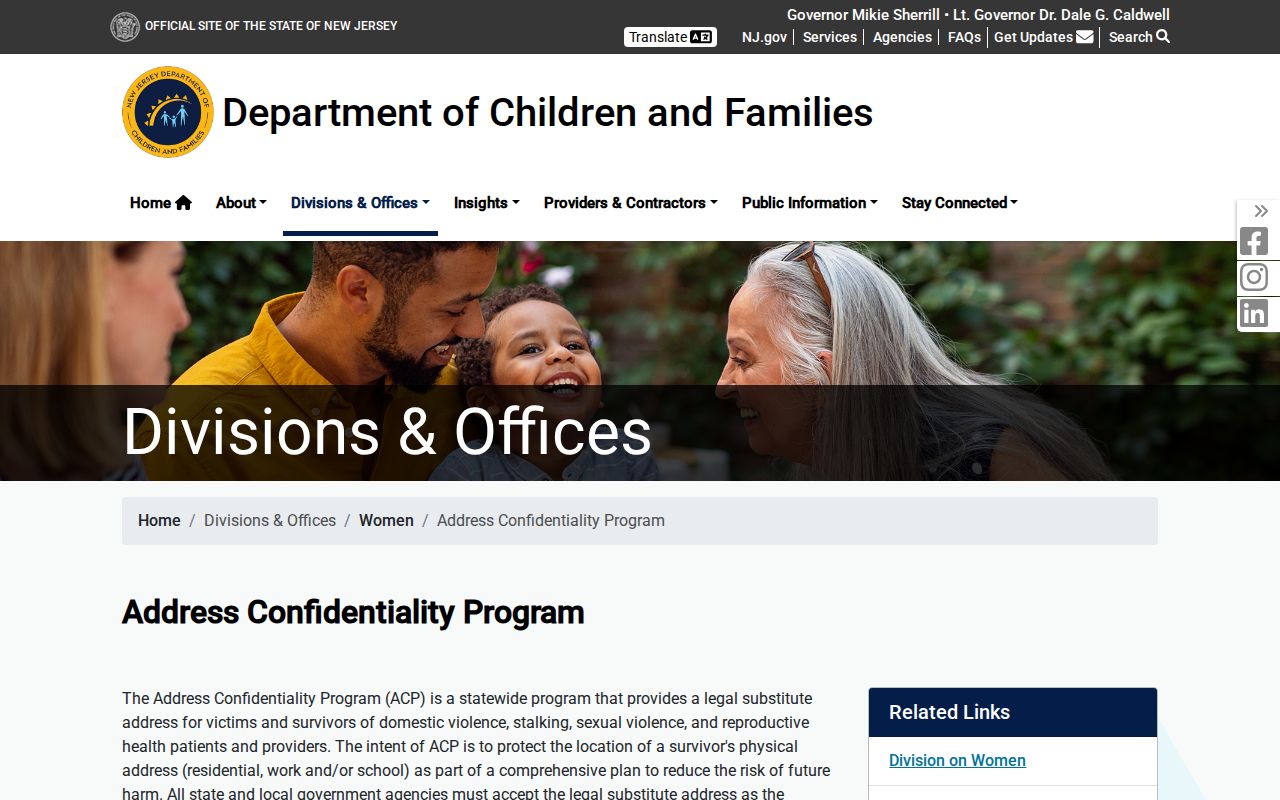 New Jersey Address Confidentiality Program information page