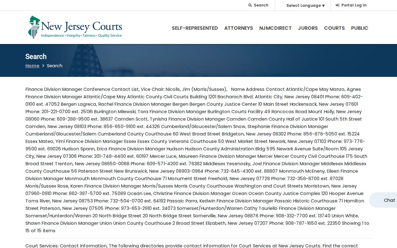 Manchester residents directory New Jersey Courts Find a Case portal
