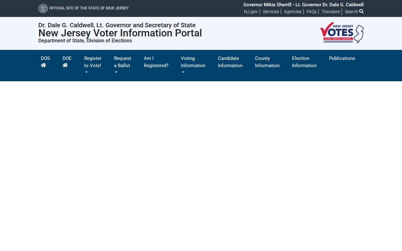 New Jersey voter registration check screen