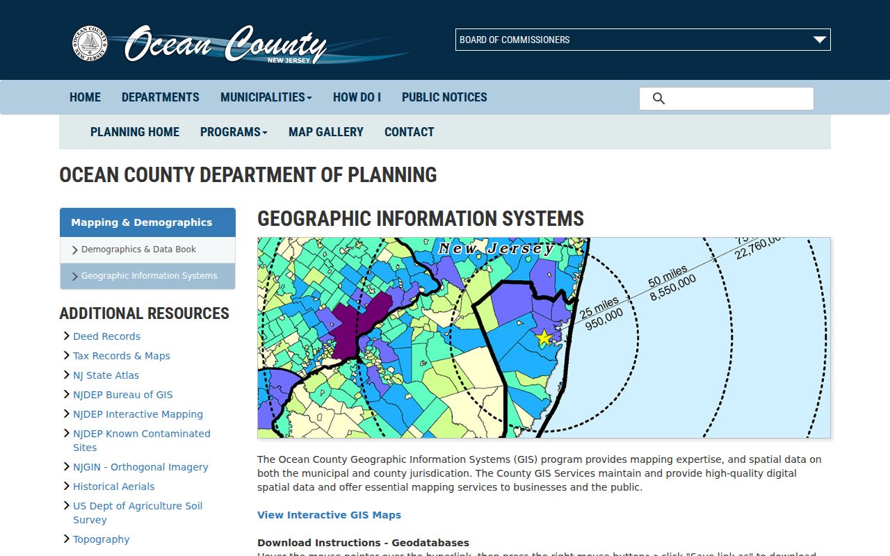Manchester street directory source page for Ocean County GIS data and map layers