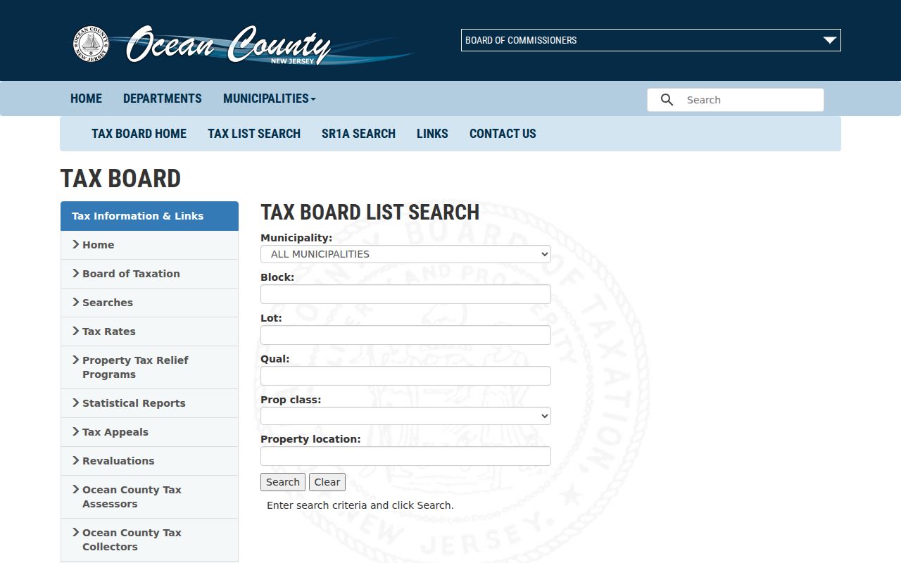 Manchester residents directory Ocean County property and tax search