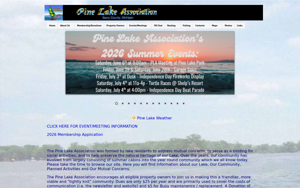 Pine Lake Association community website