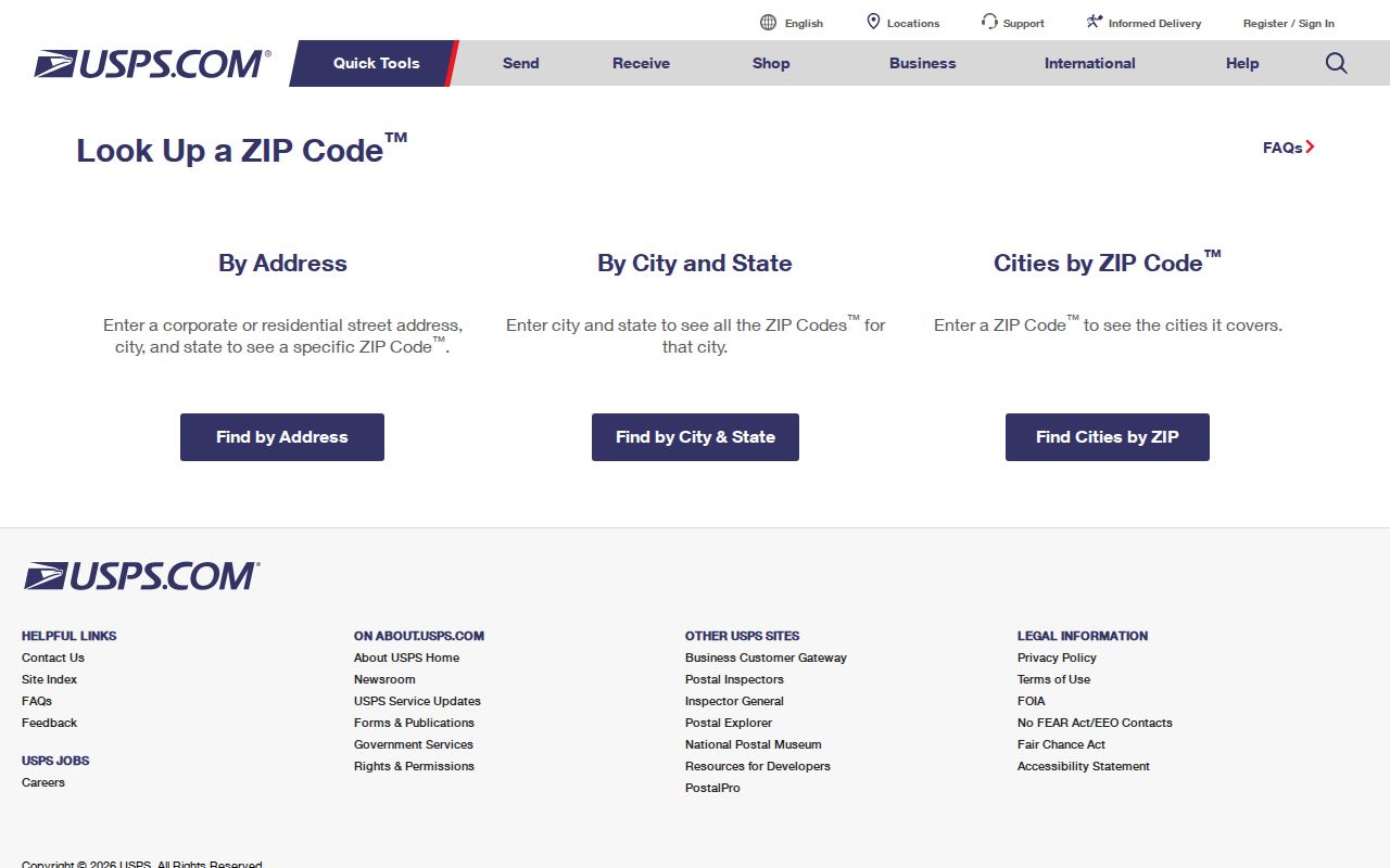 Manchester ZIP code lookup source showing USPS address fields
